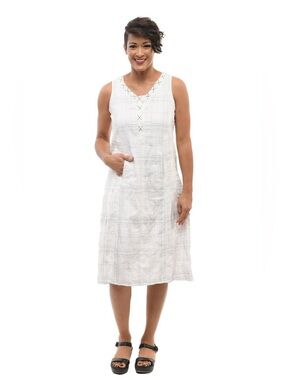 NWT Tulip Clothing Victoria Womens Dress in White Onyx summer cotton